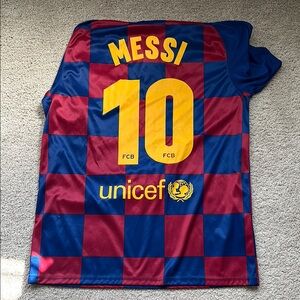Nike Blue and Red Jersey with Checkered Design- Messi